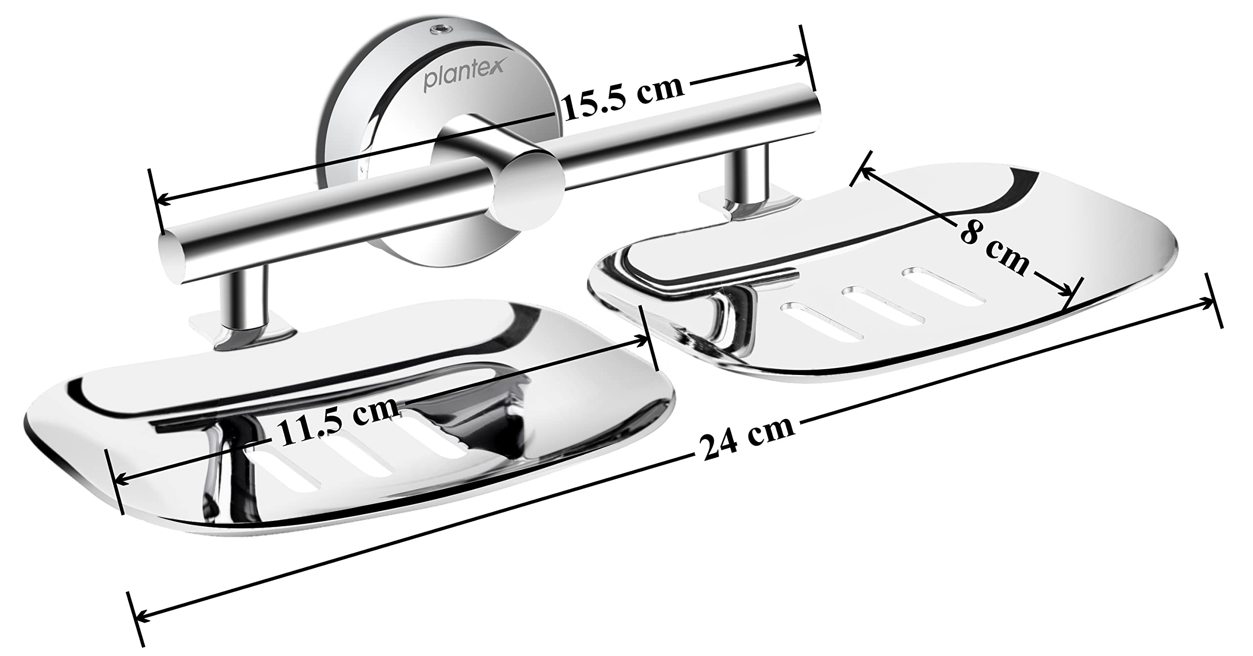 Plantex Maxx Stainless Steel Rectangular Double Soap Holder for Bathroom/Soap Dish/Bathroom Soap Stand/Bathroom Accessories (Chrome)