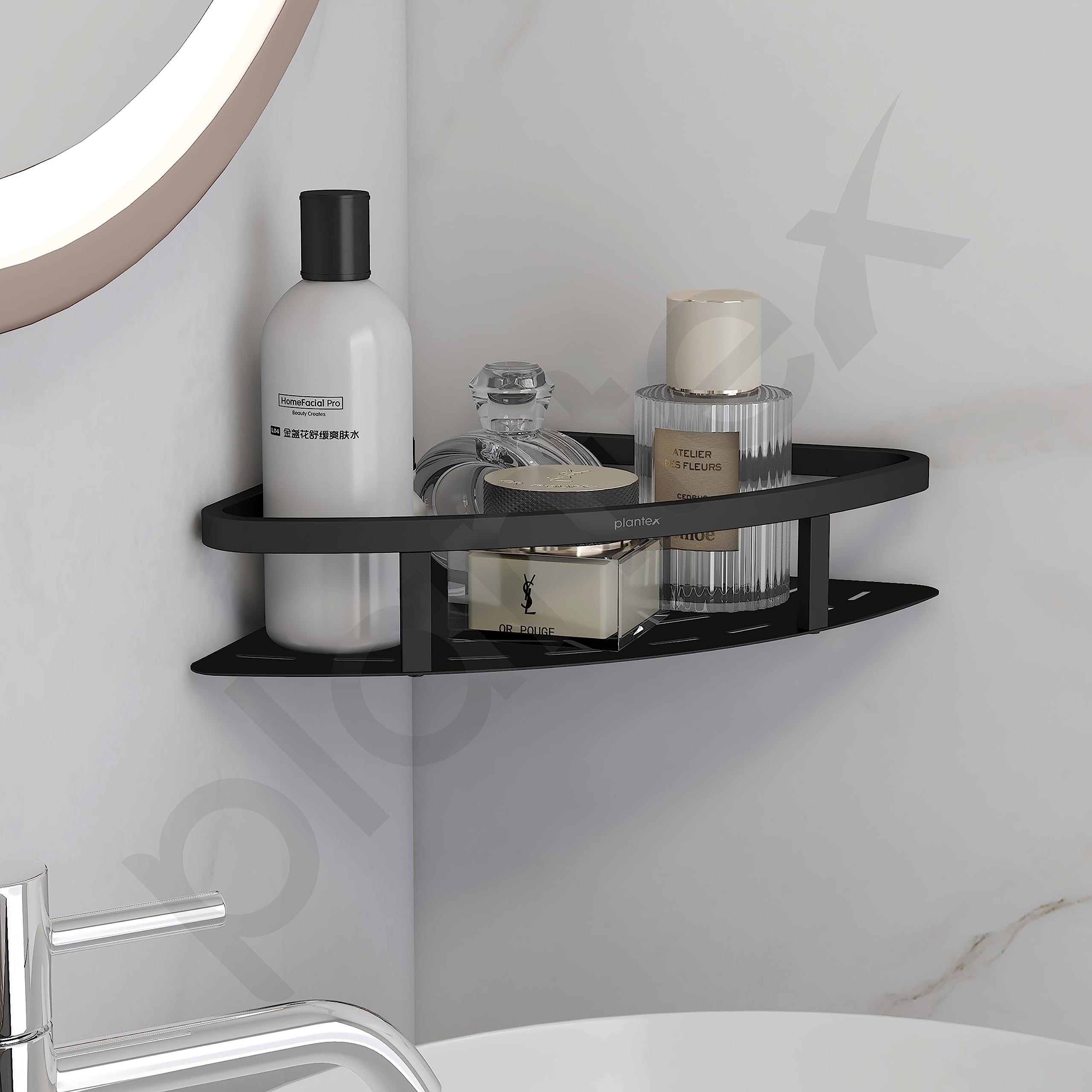 Plantex 304 Stainless Steel Corner/Bathroom Shelf/Kitchen Shelf/Wall Mount - Pack of 3 (Black,9x9 Inches)