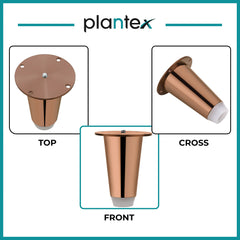 Plantex Heavy Duty Stainless Steel 4 inch Sofa Leg/Bed Furniture Leg Pair for Home Furnitures (DTS-53, Rose Gold) – 2 Pcs