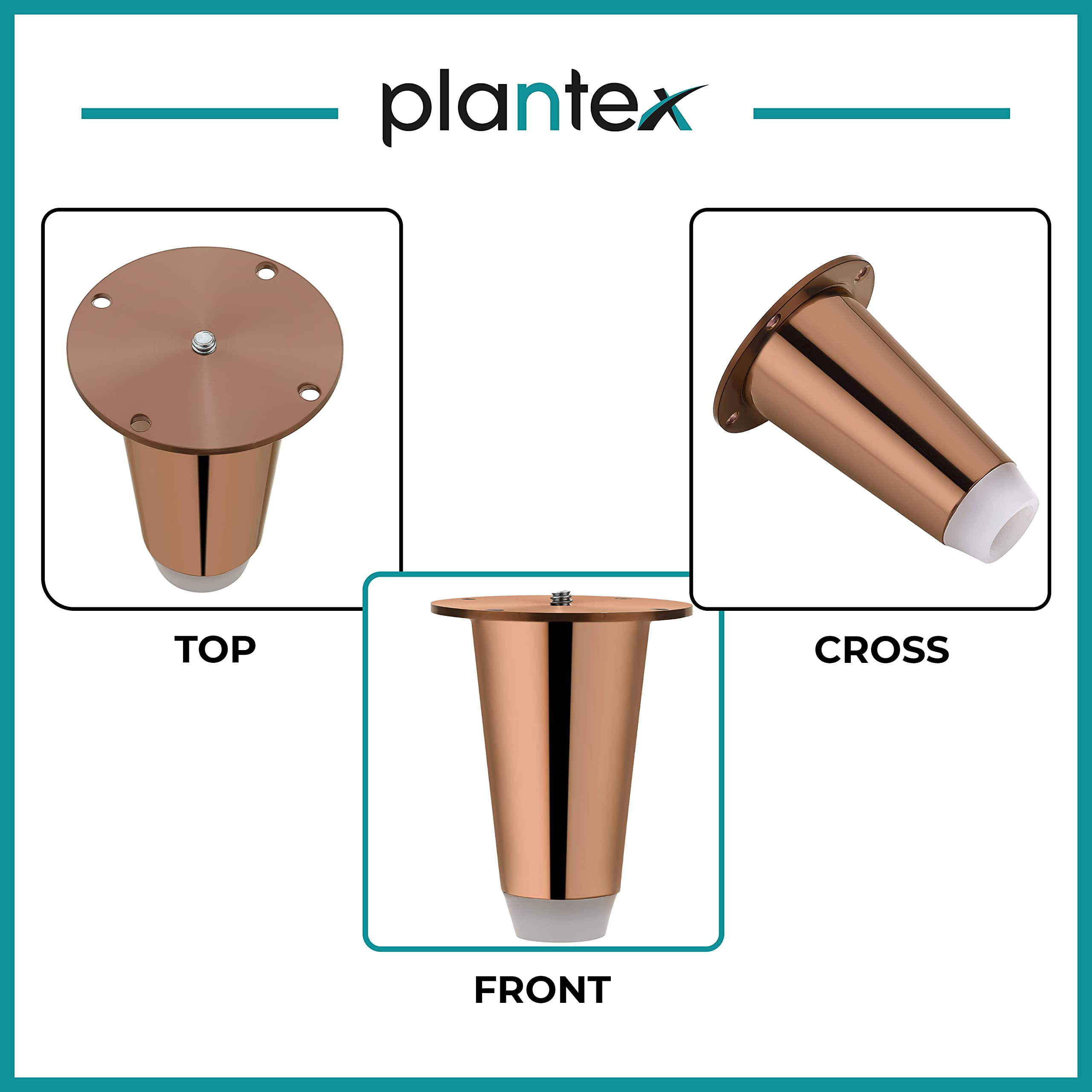 Plantex Heavy Duty Stainless Steel 4 inch Sofa Leg/Bed Furniture Leg Pair for Home Furnitures (DTS-53, Rose Gold) – 4 Pcs