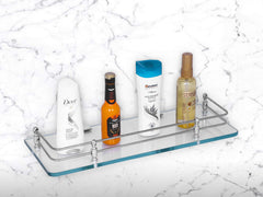 Planet Deluxe Glass Shelf for Bathroom/Wall Shelf/Bathroom Storage Shelf(12x6 Inches-Transparent)