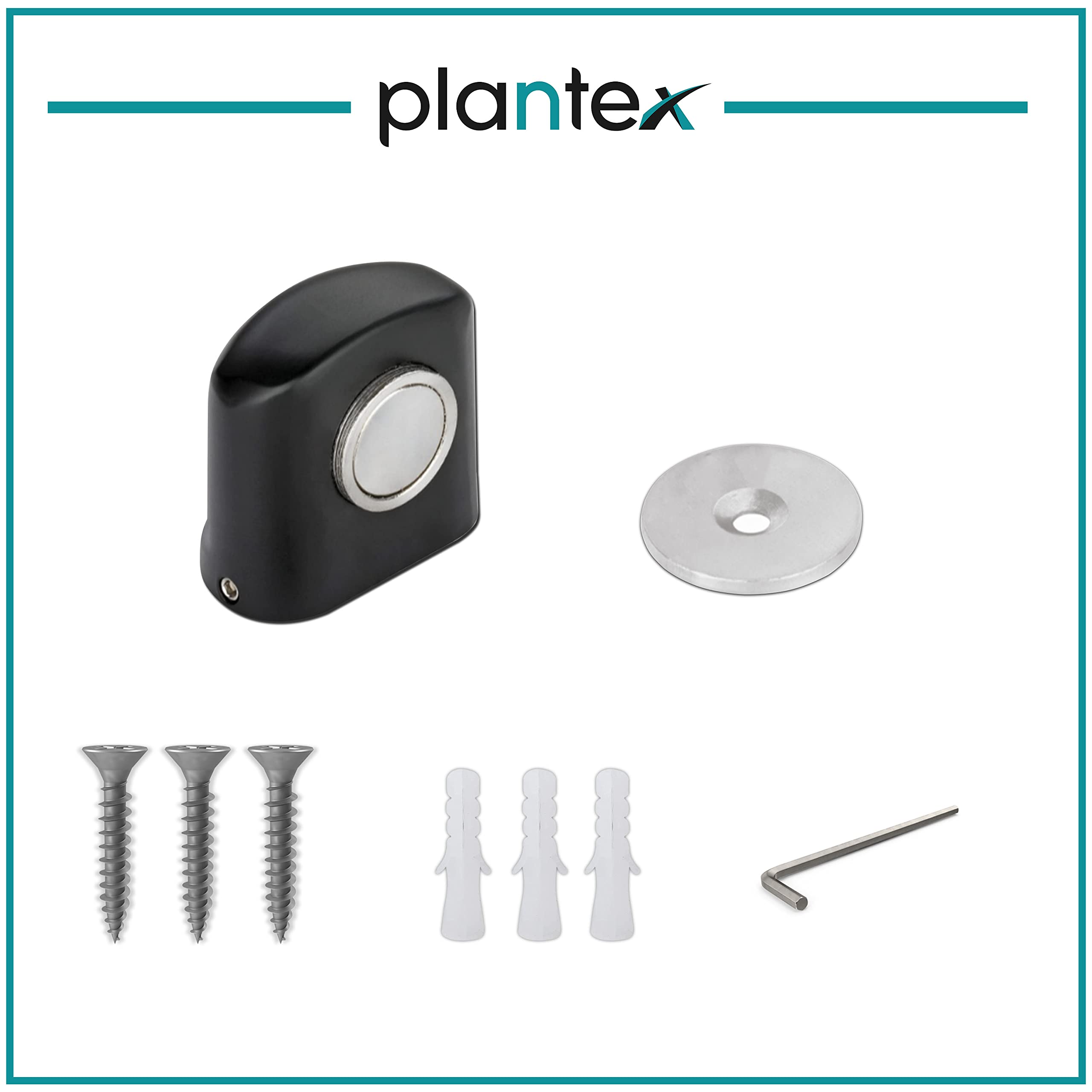 Plantex Heavy Duty Door Magnet Stopper/Door Catch Holder for Home/Office/Hotel, Floor Mounted Soft-Catcher to Hold Wooden/Glass/PVC Door - Pack of 20 (193 - Black)