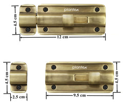 Plantex Premium Heavy Duty Door Stopper/Door Lock Latch for Home and Office Doors - Pack of 2 (Brass Antique)