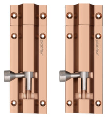 Plantex Heavy Duty 4-inch Joint-Less Tower Bolt for Wooden and PVC Doors for Home Main Door/Bathroom/Windows/Wardrobe - Pack of 2 (704, Rose Gold)