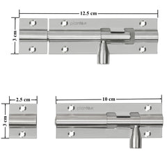 Plantex Joint-Less Tower Bolt for Door - 4- inches Long Latch - Pack of 2 (Chrome-Silver)