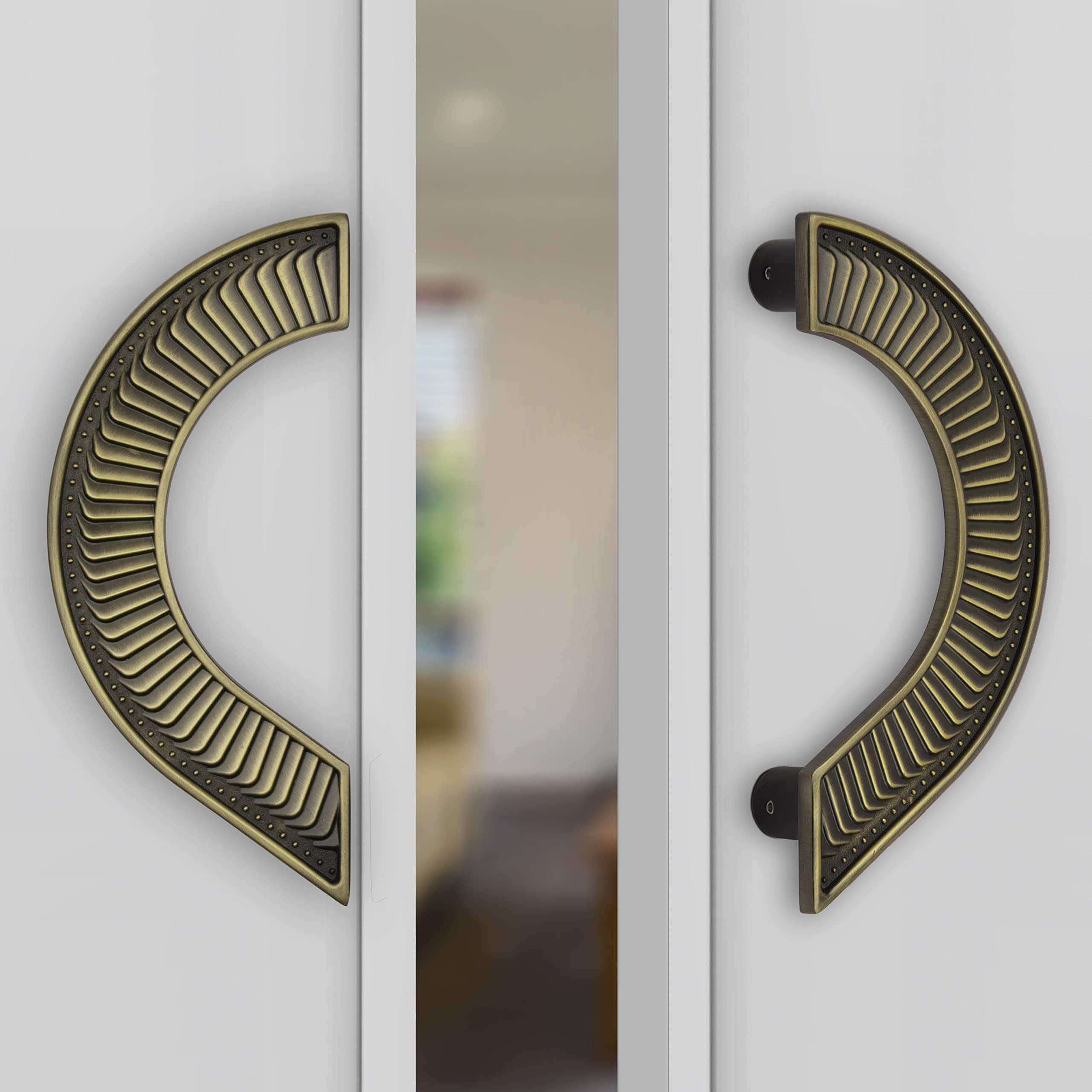 Plantex Heavy Duty Door Handle/Door & Home Decor/8-inches Round Shape Main Door Handle/Door Pull Push Handle Set- Pack of 1 (321-Brass Antique Finish)