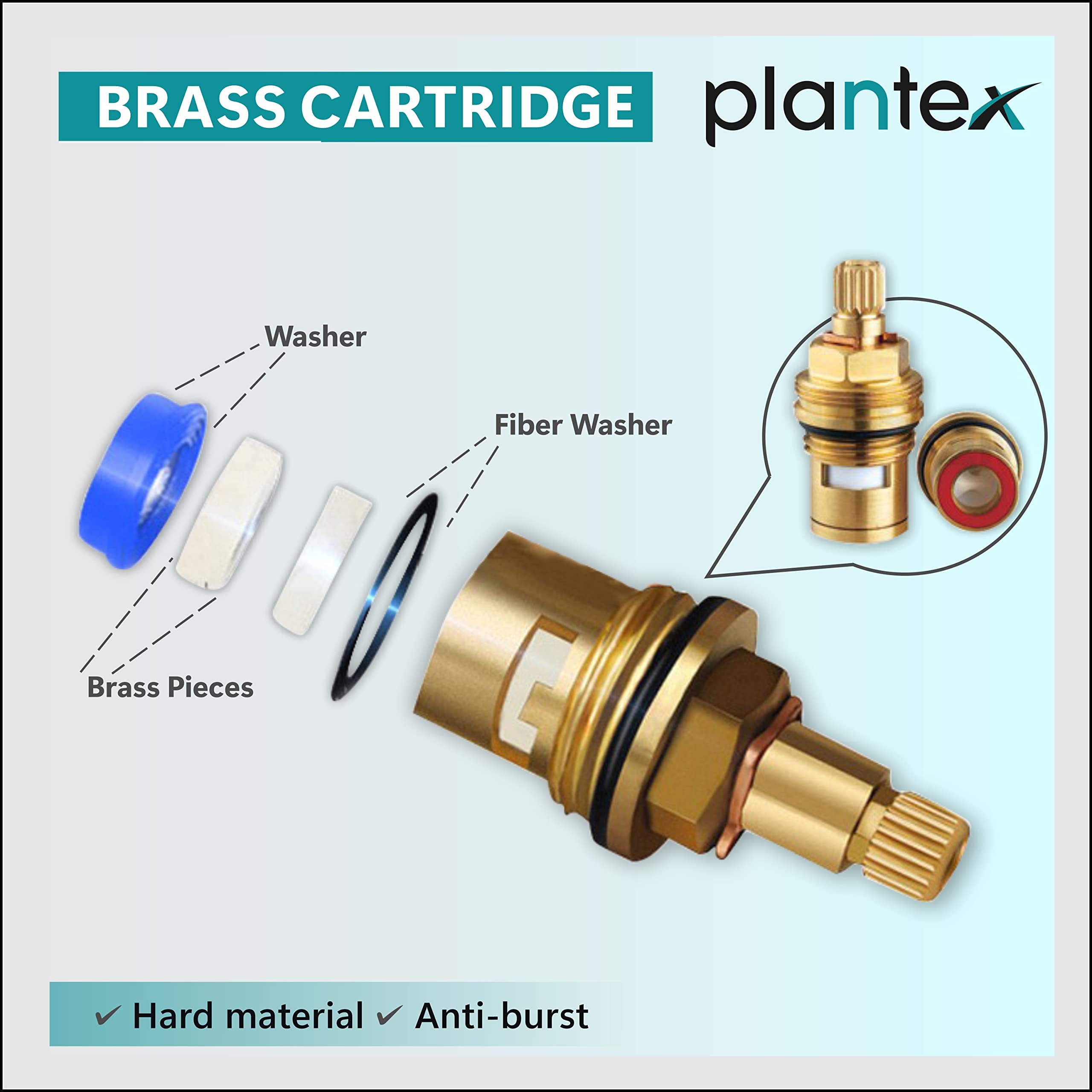 Plantex Pure Brass AQ-1420 Flush Cock with Teflon Tape & Adjustable Brass Wall Flange - 25 mm (Mirror-Chrome Finish)