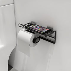 Plantex Magic Sticker Series Self-Adhesive GI Steel Towel Holder Hanger for Bathroom/Washbasin/Bathroom Accessories(Black)