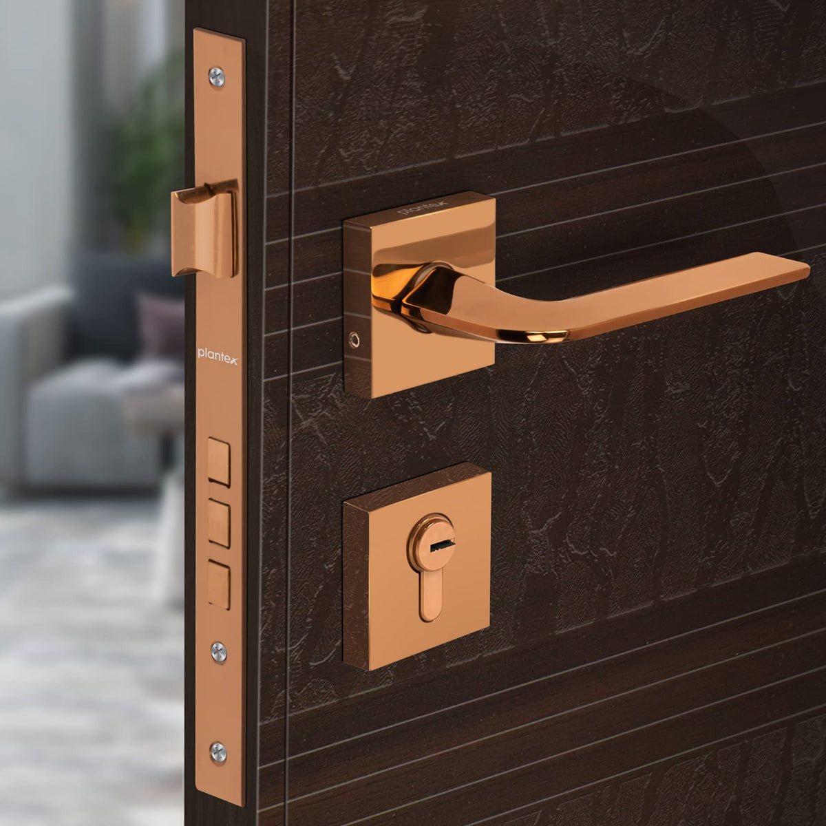 Plantex Heavy Duty Door Lock - Main Door Lock Set with 3 Keys/Mortise Door Lock for Home/Office/Hotel (7105 - PVD Choco)