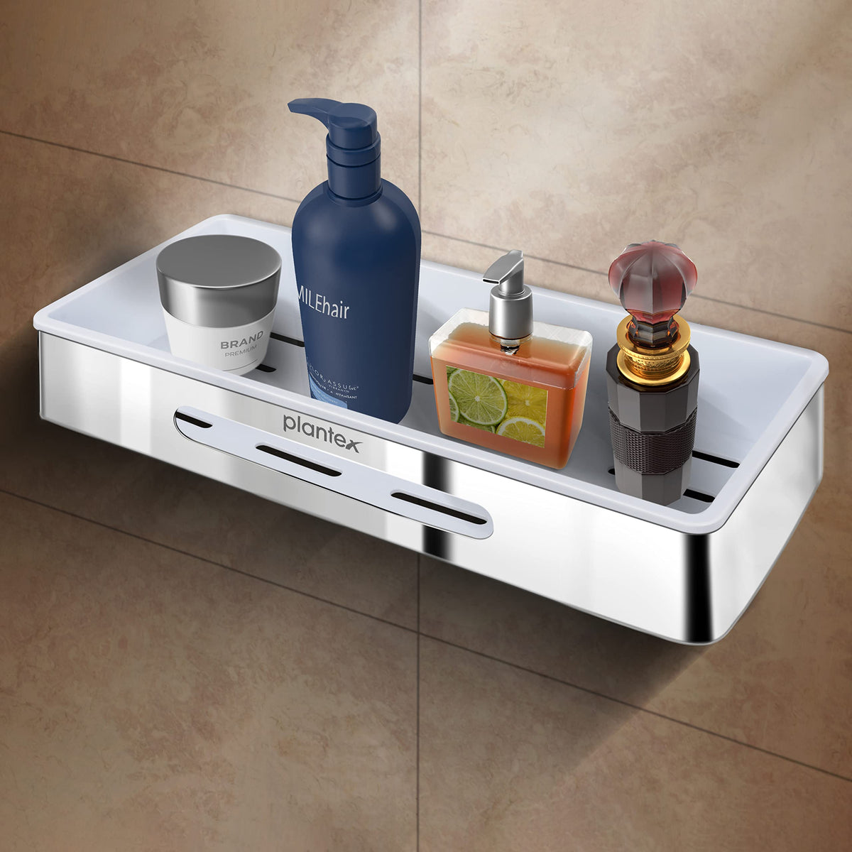 Plantex Stainless Steel & ABS Bathroom Shelf for Wall/Kitchen Shelf/Bathroom Shelf and Rack/Bathroom Accessories - (14X5 Inches)