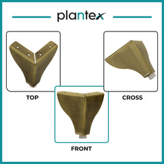 Plantex Stainless Steel 4 inch Sofa Leg/Bed Furniture Leg Pair for Home Furnitures (DTS-63-Brass Antique) – 8 Pcs