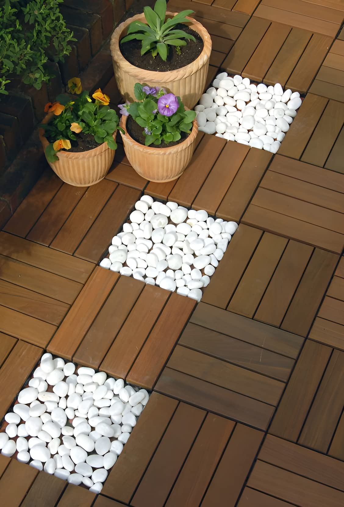 Plantex Tiles for Floor-Interlocking Wooden Tiles/Garden Tile/Quick Flooring Solution for Indoor/Outdoor Deck Tile-Pack of 1 (Merbau Wood,APS-1226)