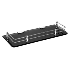 Plantex Premium Black Glass Shelf for Bathroom/Kitchen/Living Room - Bathroom Accessories (Polished 15x6 - Pack of 3)