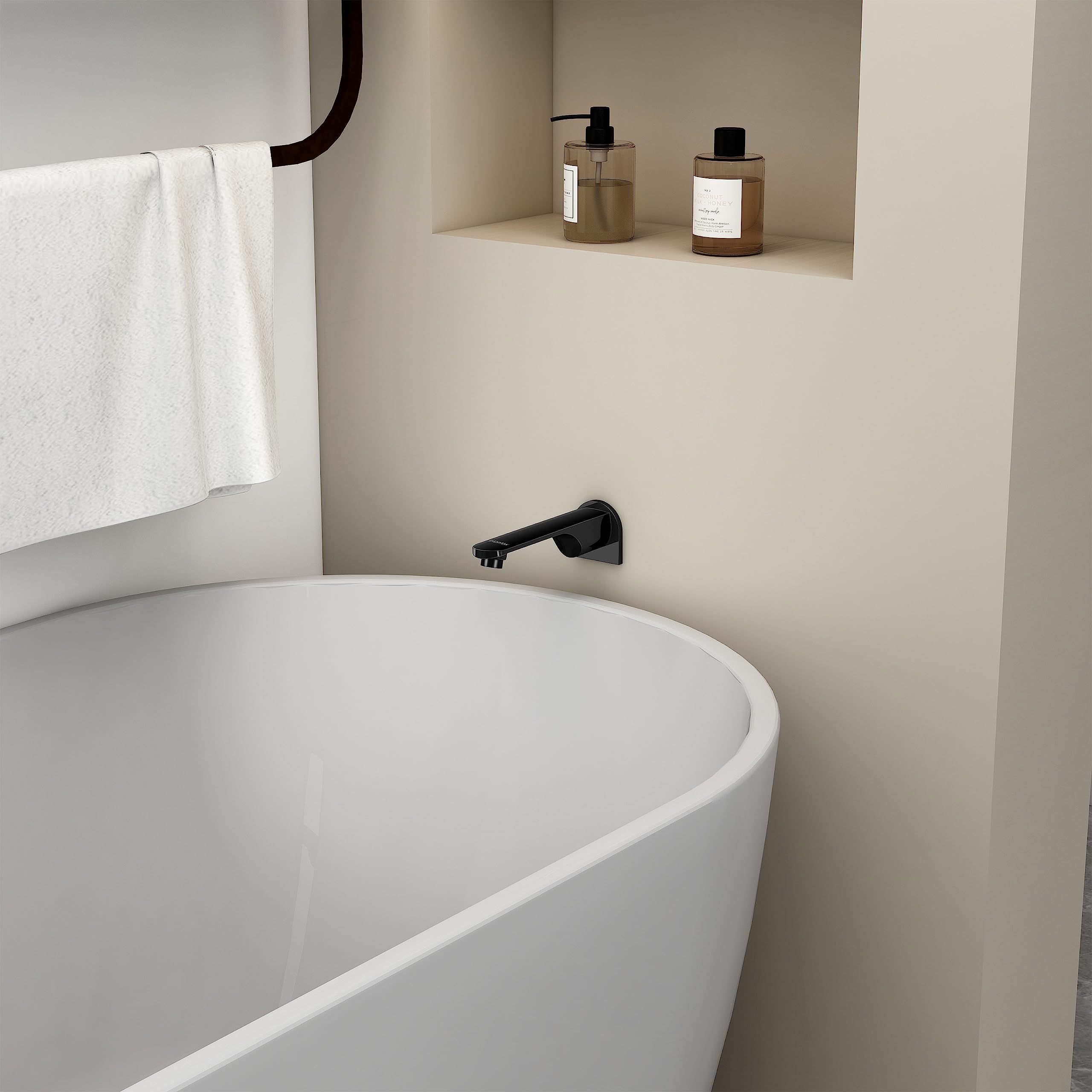 Plantex Pure Brass Bath Tub Spout for Bathroom/Bath Tub Spout with Wall Flange – (APS-221-Black)
