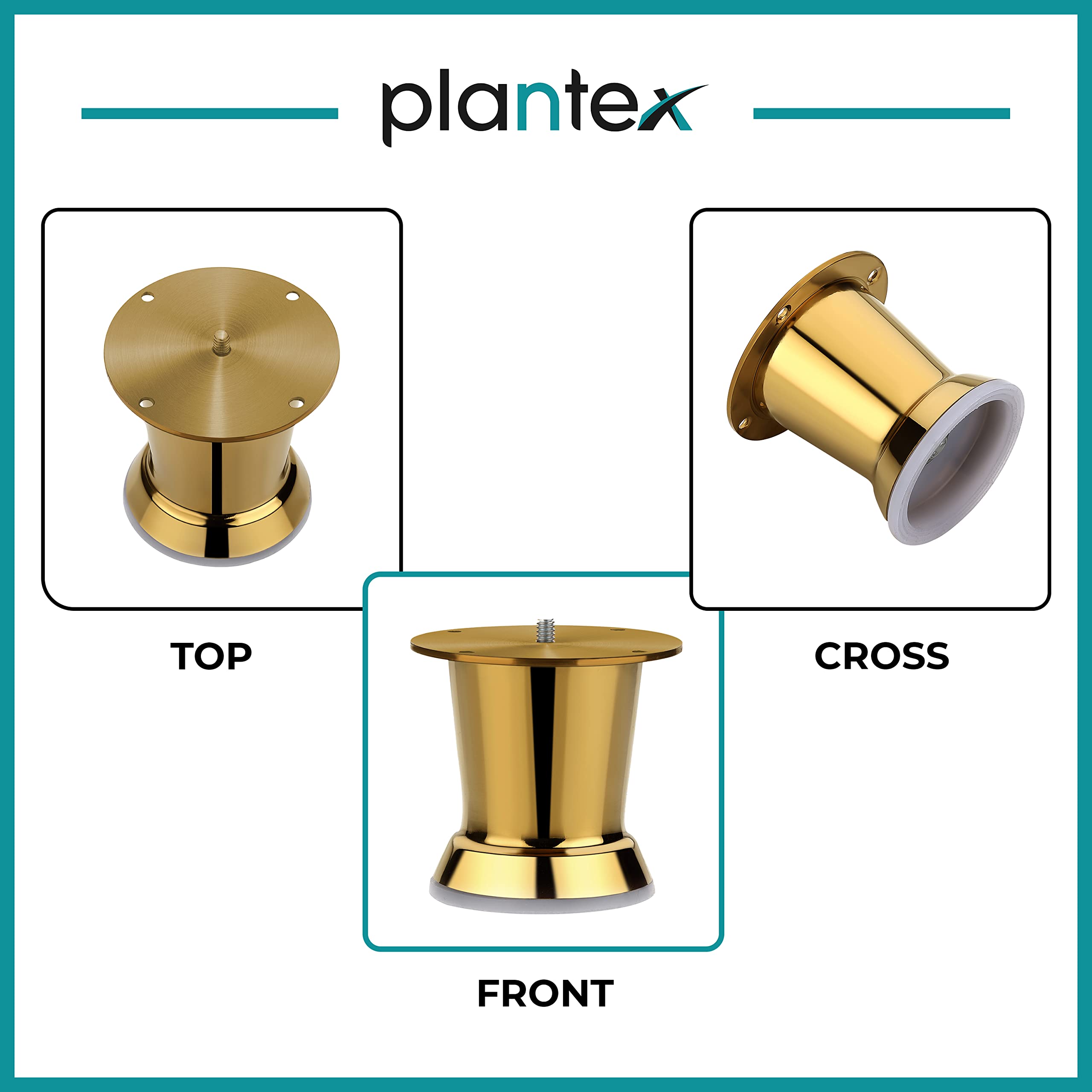 Plantex Heavy Duty Stainless Steel 3 inch Sofa Leg/Bed Furniture Leg Pair for Home Furnitures (DTS-51, Gold) – 6 Pcs