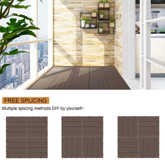 Plantex Tiles for Floor-Interlocking Wood Plastic Composite(WPC) Tiles/Garden Tile/Quick Flooring Solution for Indoor/Outdoor Deck Tile-Pack of 6
