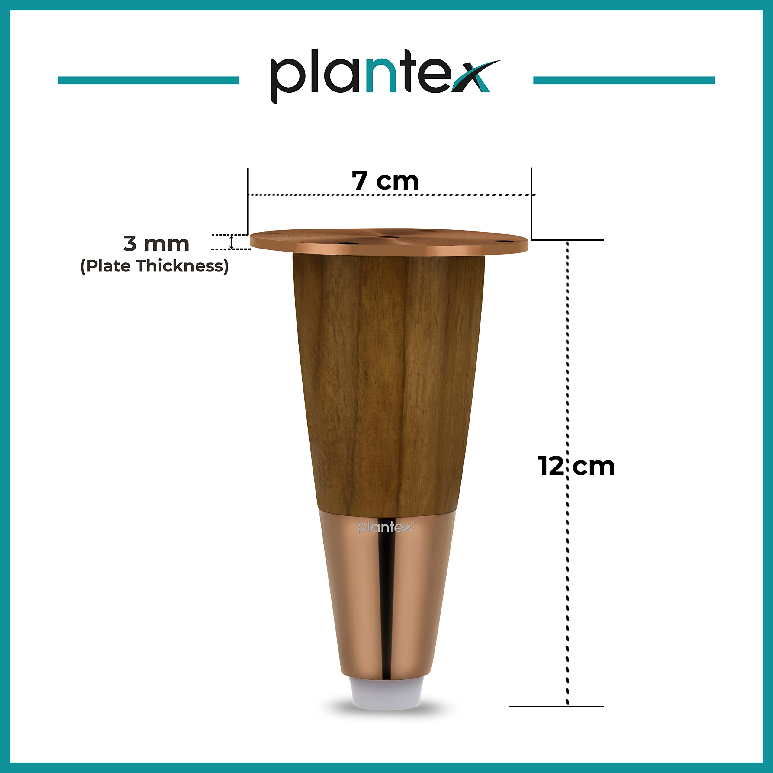 Plantex Stainless Steel and Wood 4 inch Sofa Leg/Bed Furniture Leg Pair for Home Furnitures (DTS-55-PVD Rose Gold) – 4 Pcs