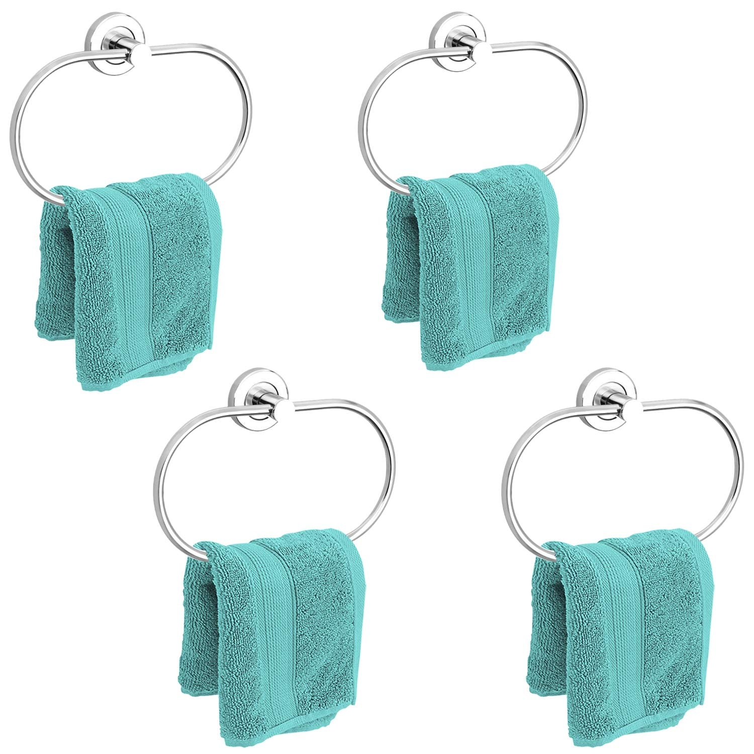 Plantex Stainless Steel Towel Ring for Bathroom/Wash Basin/Napkin-Towel Hanger/Bathroom Accessories (Chrome-Oval) - Pack of 1