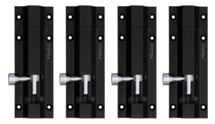 Plantex Heavy Duty 4-inch Joint-Less Tower Bolt for Wooden and PVC Doors for Home Main Door/Bathroom/Windows/Wardrobe - Pack of 4 (704, Black)