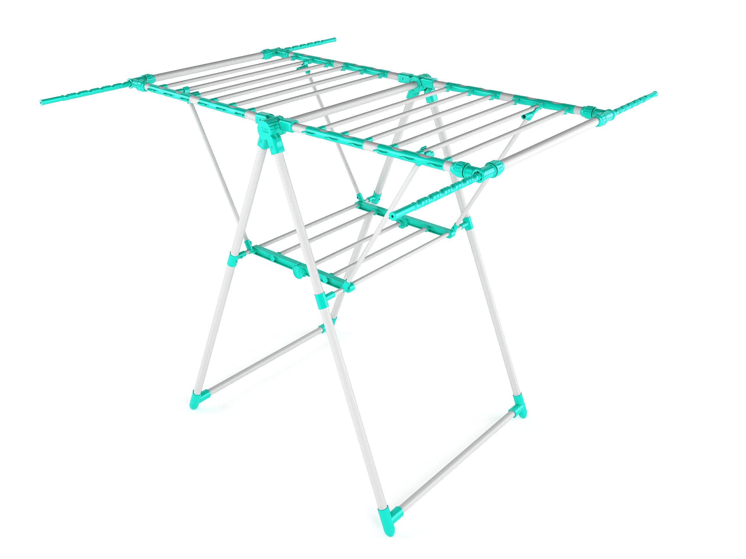 Plantex GI Steel Ozone Foldable Cloth Drying Rack/Cloth Hanger Stand for Home/Movable Cloth Rack - (Sea Green & Silver)