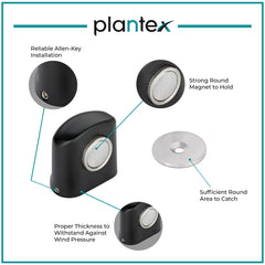 Plantex Heavy Duty Door Magnet Stopper/Door Catch Holder for Home/Office/Hotel, Floor Mounted Soft-Catcher to Hold Wooden/Glass/PVC Door - Pack of 2 (193 - Black)