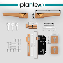 Plantex Heavy Duty Door Lock - Main Door Lock Set with 3 Keys/Mortise Door Lock for Home/Office/Hotel (7095 - PVD Choco)