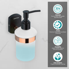 Plantex 304 Grade Stainless Steel Liquid Soap Dispenser/Shampoo Dispenser/Handwash Dispenser/Bathroom Accessories - Pack of 1 (Parv-Rose Gold & Black)