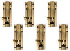 Plantex Heavy Duty 4-inch Joint-Less Tower Bolt for Wooden and PVC Doors for Home Main Door/Bathroom/Windows/Wardrobe - Pack of 6 (704, Brass Antique)