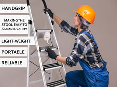Plantex Ladder for Home-Foldable Aluminium 4 Step Ladder-Wide Anti Skid Steps (Anodize Coated-Gold)