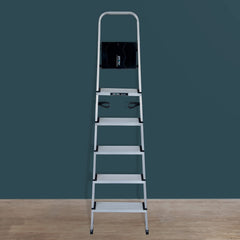 Plantex Big Foot - Widest 6 Steps Ladder for Home/Aluminium Folding/Multipurpose Foldable -Trustworthy (Black-Silver)
