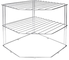 Plantex Stainless Steel Big Size Multipurpose 3-Tier Kitchen Corner Rack/Storage Shelf/Dish Rack/Storage Rack/Corner Stand for Kitchen(Chrome Finish)