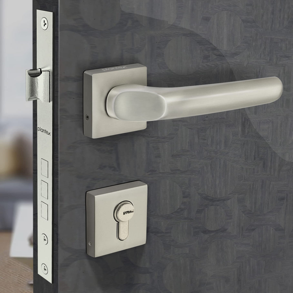 Plantex Door Lock-Fully Brass Main Door Lock with 4 Keys/Mortise Door Lock for Home/Office/Hotel (Sumer-3054, Satin White Chrome)