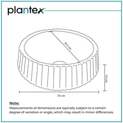 Plantex Platinium Ceramic Tabletop Round Wash Basin/Countertop Bathroom Sink (White Glossy, 14 x 14 x 5.5 Inch)