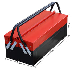 Plantex High Grade Metal Tool Box for Tools/Tool Kit Box for Home and Garage/Tool Box Without Tools-3 Compartment (Red & Black)
