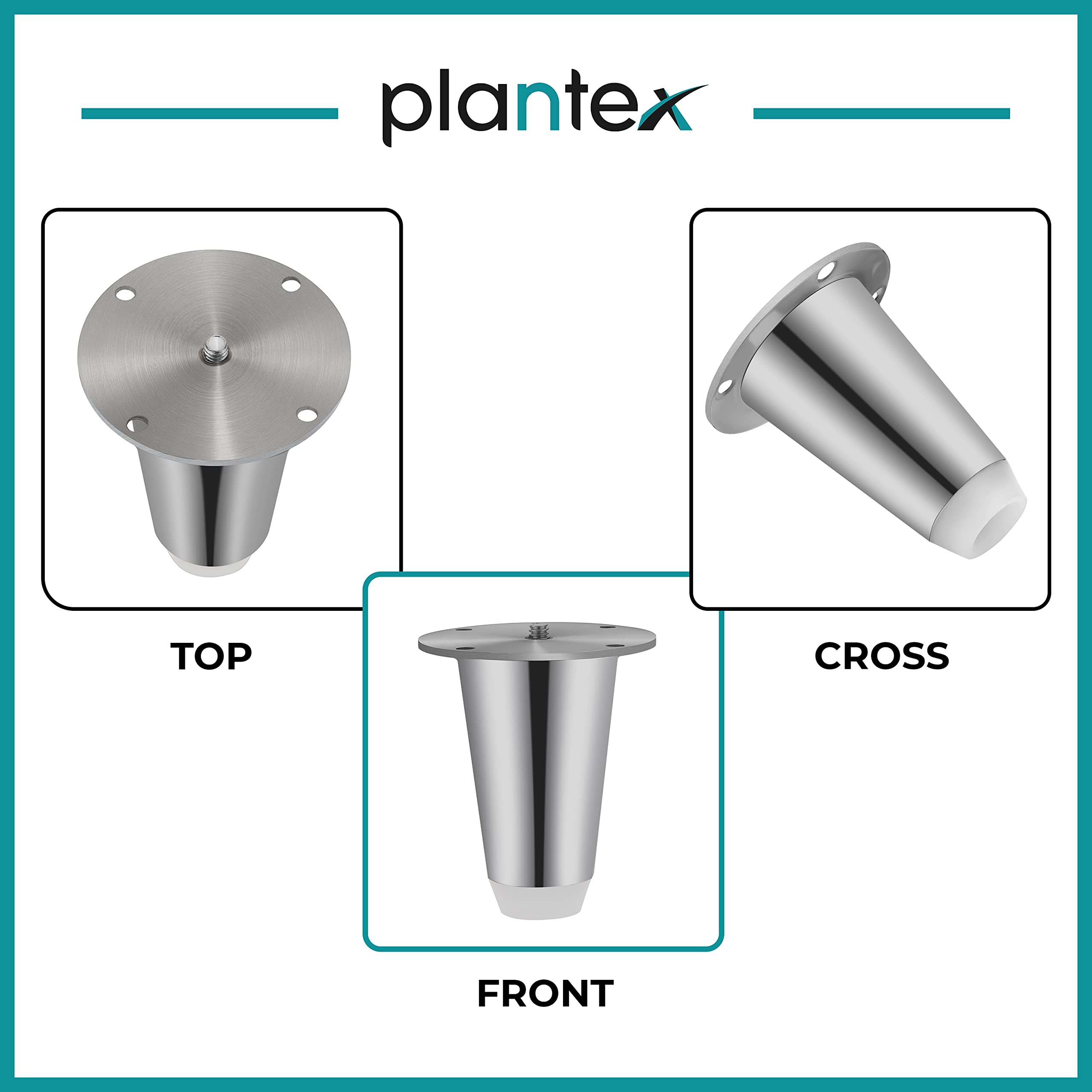 Plantex Heavy Duty Stainless Steel 3 inch Sofa Leg/Bed Furniture Leg Pair for Home Furnitures (DTS-53, Chrome) – 8 Pcs