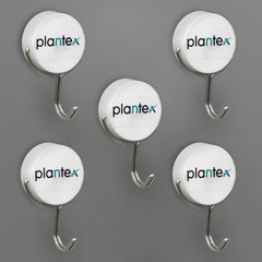 Plantex Stainless Steel Magnetic Rotating Hook for Bathroom/Cloth Hanger/Towel Hanger Hook for Behind Door -Pack of 5 (White)