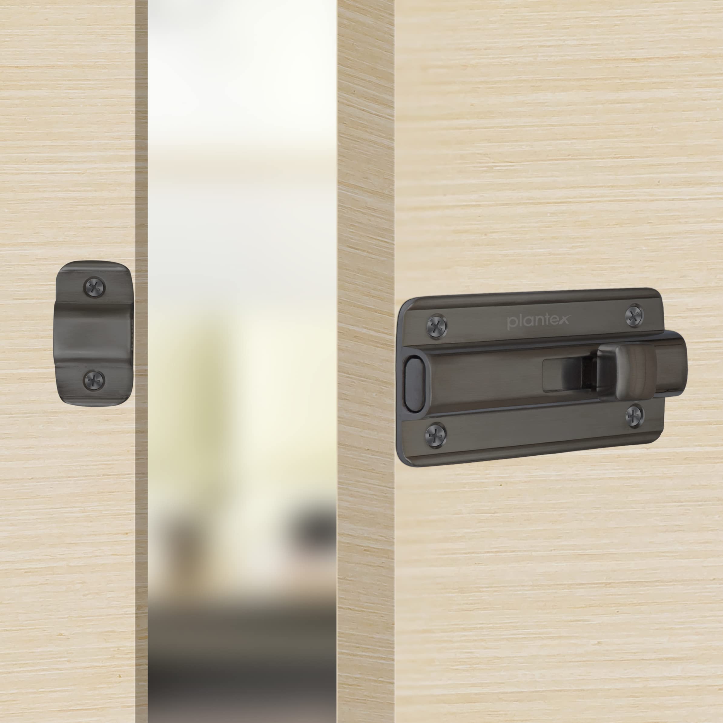 Plantex Premium Heavy Duty Door Stopper/Door Lock Latch for Home and Office Doors - Pack of 6 (Satin Black-Matt)