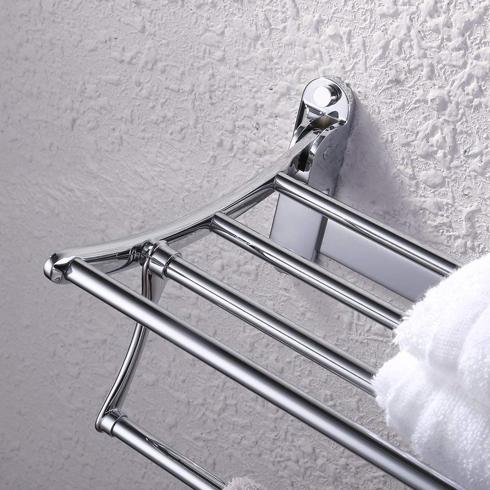 Plantex Stainless Steel Folding Towel Rack/Towel Stand/Hanger (2 Feet) Bathroom Accessories Set/Napkin Ring/Tumbler Holder/Soap Dish
