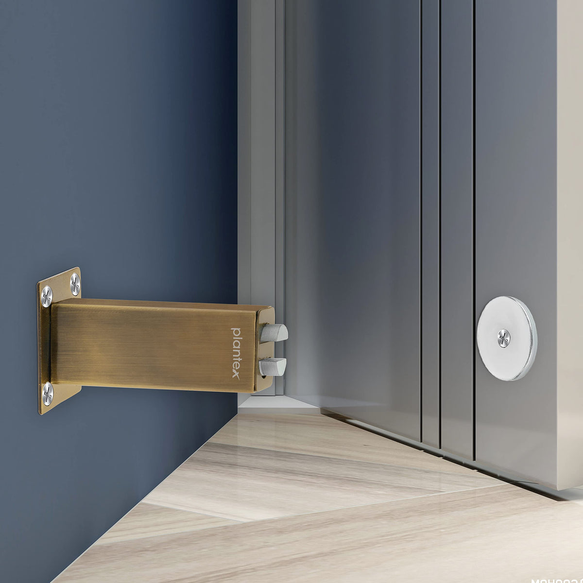 Plantex Stainless Steel Wall-Mounted Magnetic Door Stopper/Door Magnets to Hold Door/Door Catcher for Wooden Door - Pack of 1 (Brass Antique)
