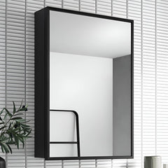Plantex Bathroom Mirror Cabinet/Heavy-Duty Steel Bathroom Storage Organizer/Shelf/Bathroom Accessories – 16x24 Inch, Black