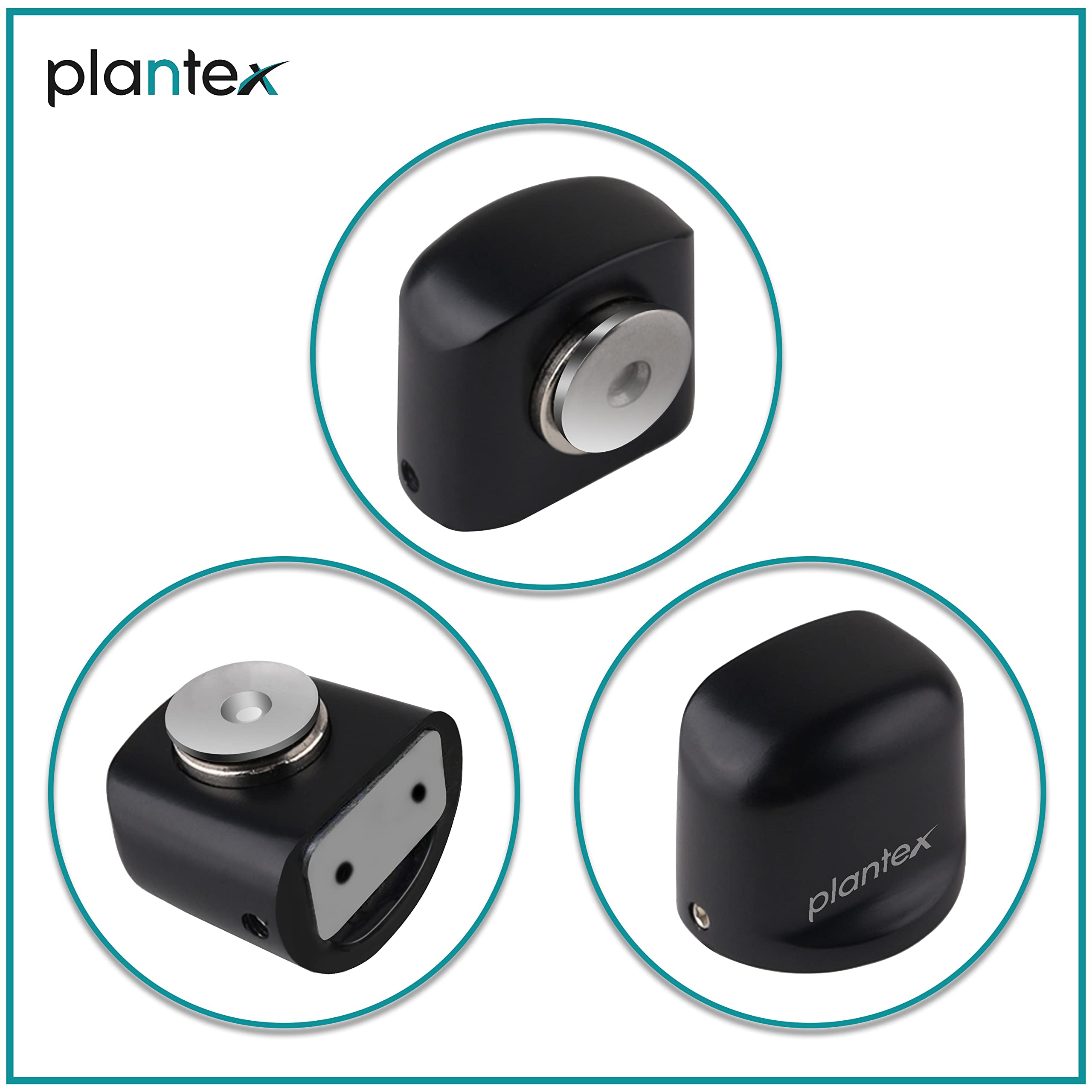 Plantex Heavy Duty Door Magnet Stopper/Door Catch Holder for Home/Office/Hotel, Floor Mounted Soft-Catcher to Hold Wooden/Glass/PVC Door - Pack of 6 (193 - Black)
