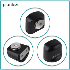 Plantex Heavy Duty Door Magnet Stopper/Door Catch Holder for Home/Office/Hotel, Floor Mounted Soft-Catcher to Hold Wooden/Glass/PVC Door - Pack of 2 (193 - Black)