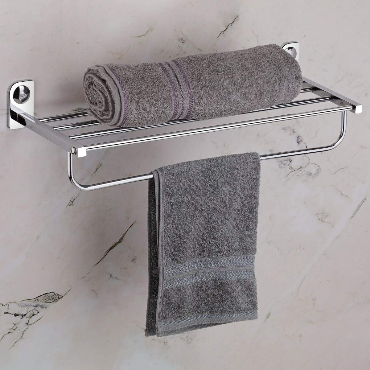 Plantex Dream Stainless Steel Towel Rack for Bathroom/Towel Stand/Towel Hanger/Bathroom Accessories (24 Inch-Chrome) - Pack of 3