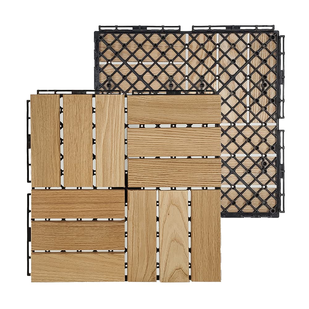 Plantex Tiles for Floor-Interlocking Wooden Tiles/Garden Tile/Quick Flooring Solution for Indoor/Outdoor Deck Tile-Pack of 1 (ASH Wood,APS-1222)