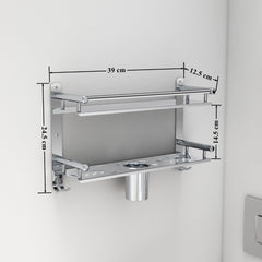 Primax 5in1 Bathroom Organizer with Dual Soap Dish and Tumbler Holder/Wall Shelf with Hooks/Multipurpose Rack/Bathroom Accessories (APS-732, Chrome)