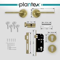 Plantex Door Lock-Fully Brass Main Door Lock with 4 Keys/Mortise Door Lock for Home/Office/Hotel (Sumer-3037, Brass Antique)