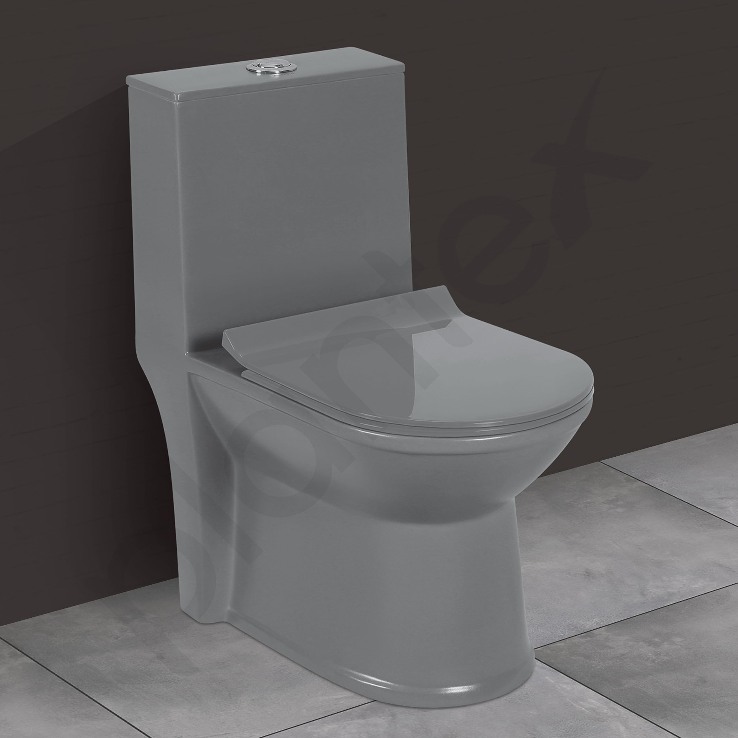 Plantex Ceramic One-Piece Commode with Counter-Top Basin for Bathroom/Western Toilet/Bathroom Wash Basin – Smoke
