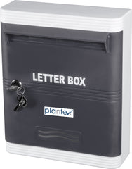 Plantex Virgin Plastic A4 Letter Box - Mail Box/Outdoor Mailboxes Home Decoration with Key Lock (Grey & White) - Wall Mount