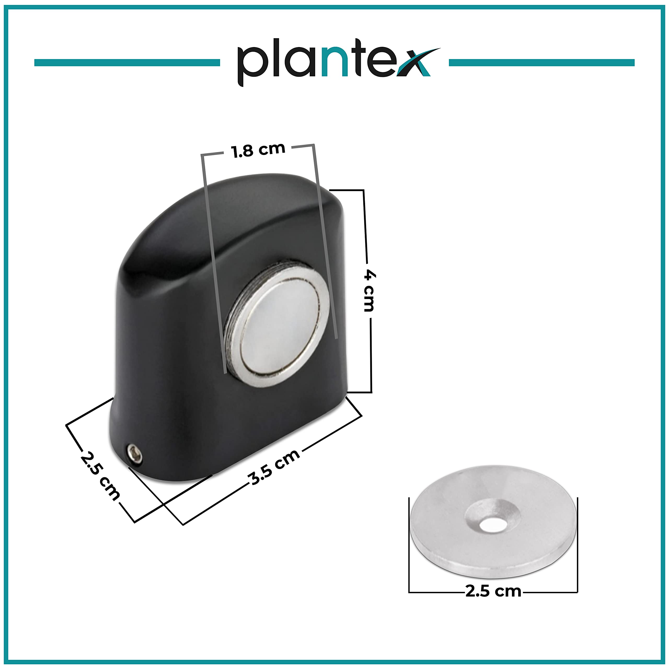Plantex Heavy Duty Door Magnet Stopper/Door Catch Holder for Home/ Office/ Hotel, Floor Mounted Soft-Catcher to Hold Wooden/ Glass/ PVC Door (193,Black)