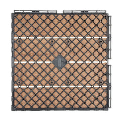 Plantex Tiles for Floor-Interlocking Wooden Tiles/Garden Tile/Quick Flooring Solution for Indoor/Outdoor Deck Tile-Pack of 12 (Merbau Wood,APS-1226)